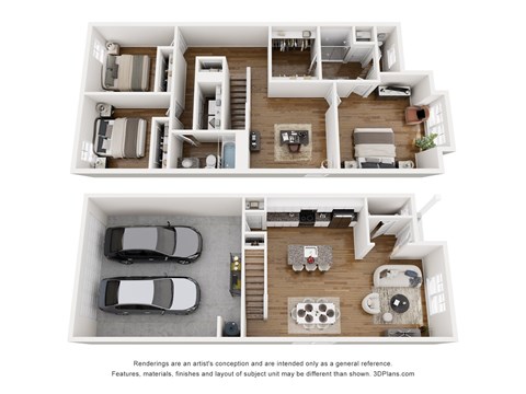 Floor plan for 3 beds, 2.5 baths, 1650 sqft